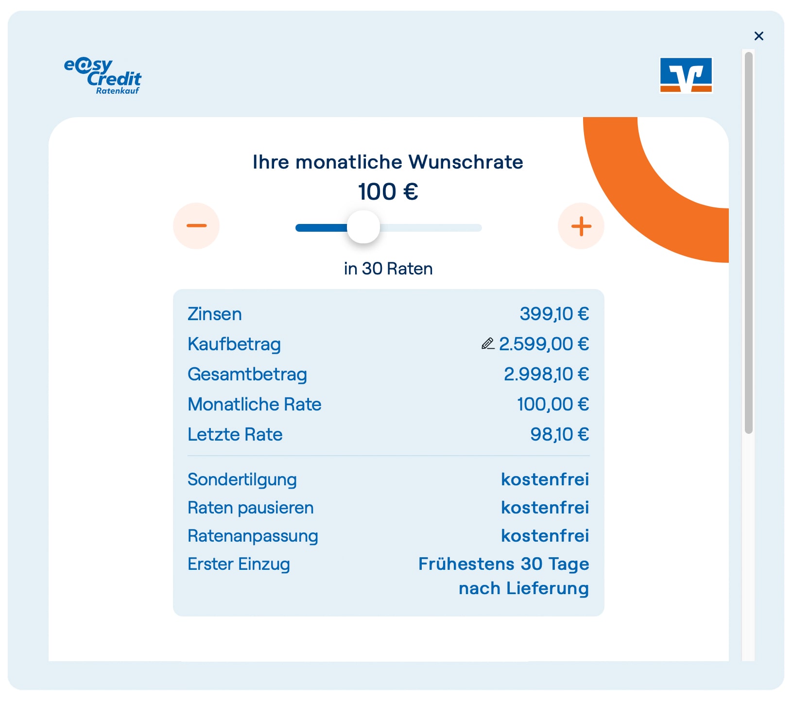 easyCredit Ratenkaufrechner